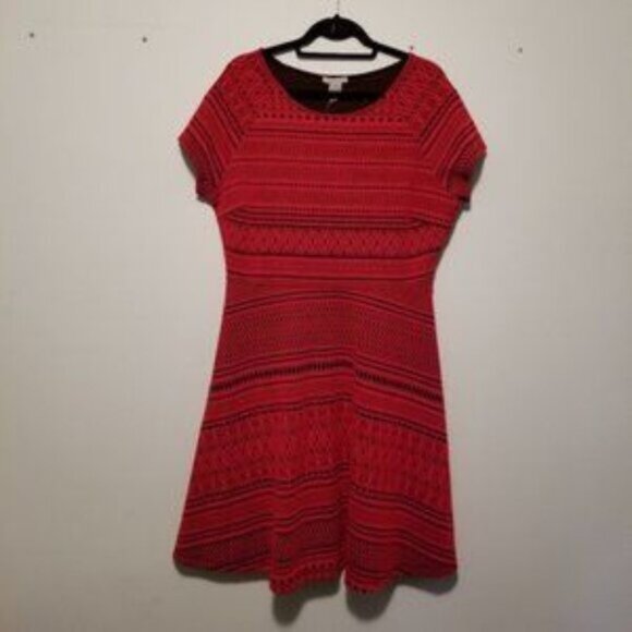 LAST EXIT red and black tribal print mini dress with cap sleeves NWT size 2X - Picture 1 of 4